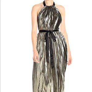 ABS Allen Schwartz Women's Pleated Lame Dress